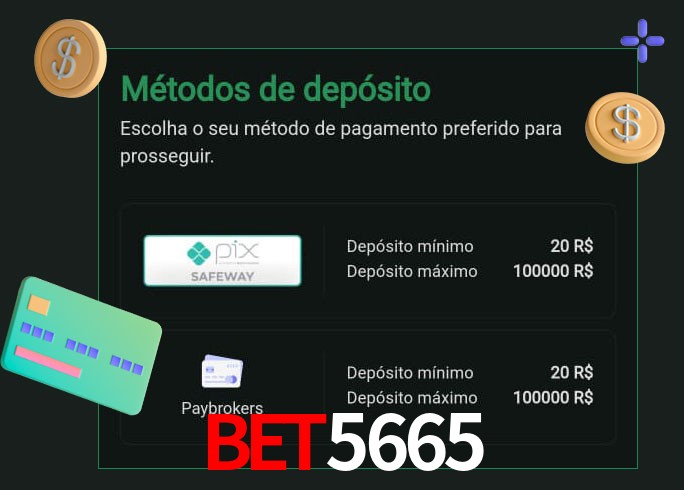 O cassino bet5665 oferece uma grande variedade de métodos de pagamento